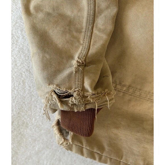 CARHARTT  Duck Chore Coat Tan 2XL Distressed Blanket Lined Workwear - Picture 4 of 12
